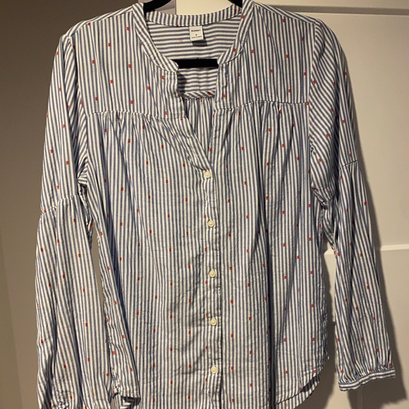 Old Navy Blouse. Blue and white stripe with red detailing. Size medium - Picture 1 of 3
